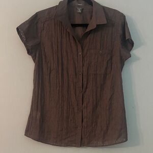 Eddie Bauer Chocolate Brown Button-Up Shirt